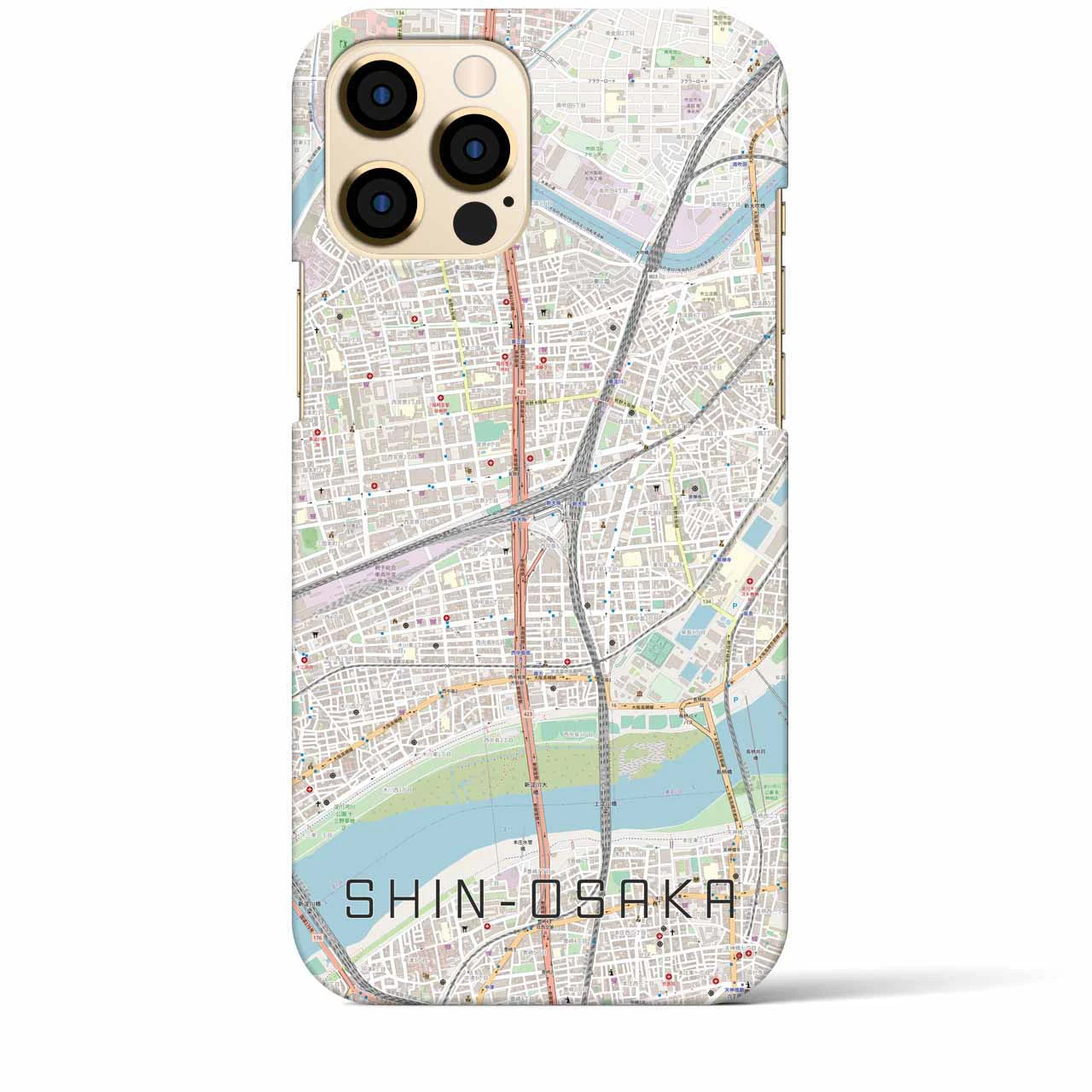 【新大阪】地図柄iPhoneケース（バックカバータイプ・ナチュラル）iPhone 12 Pro Max 用