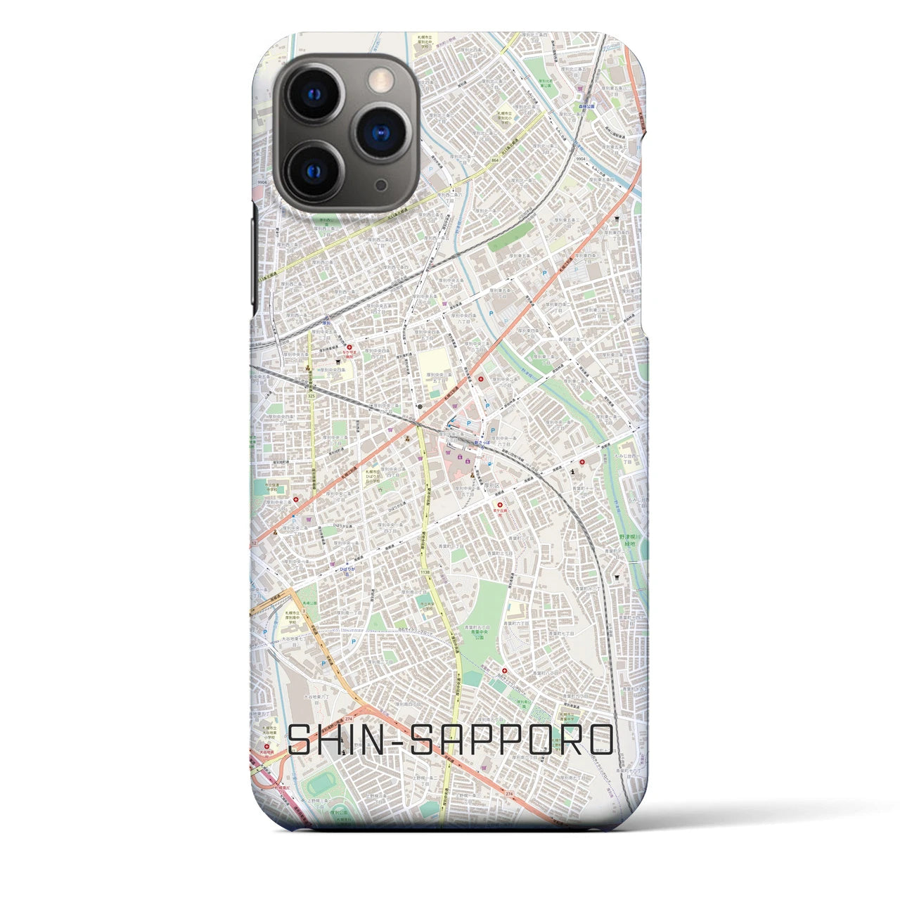 【新札幌】地図柄iPhoneケース（バックカバータイプ・ナチュラル）iPhone 11 Pro Max 用