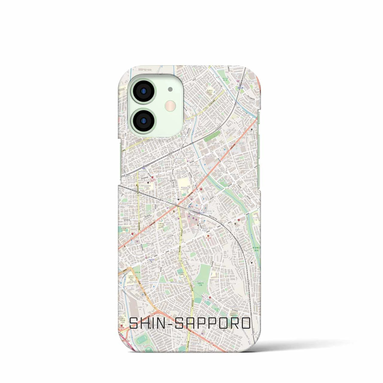 【新札幌】地図柄iPhoneケース（バックカバータイプ・ナチュラル）iPhone 12 mini 用