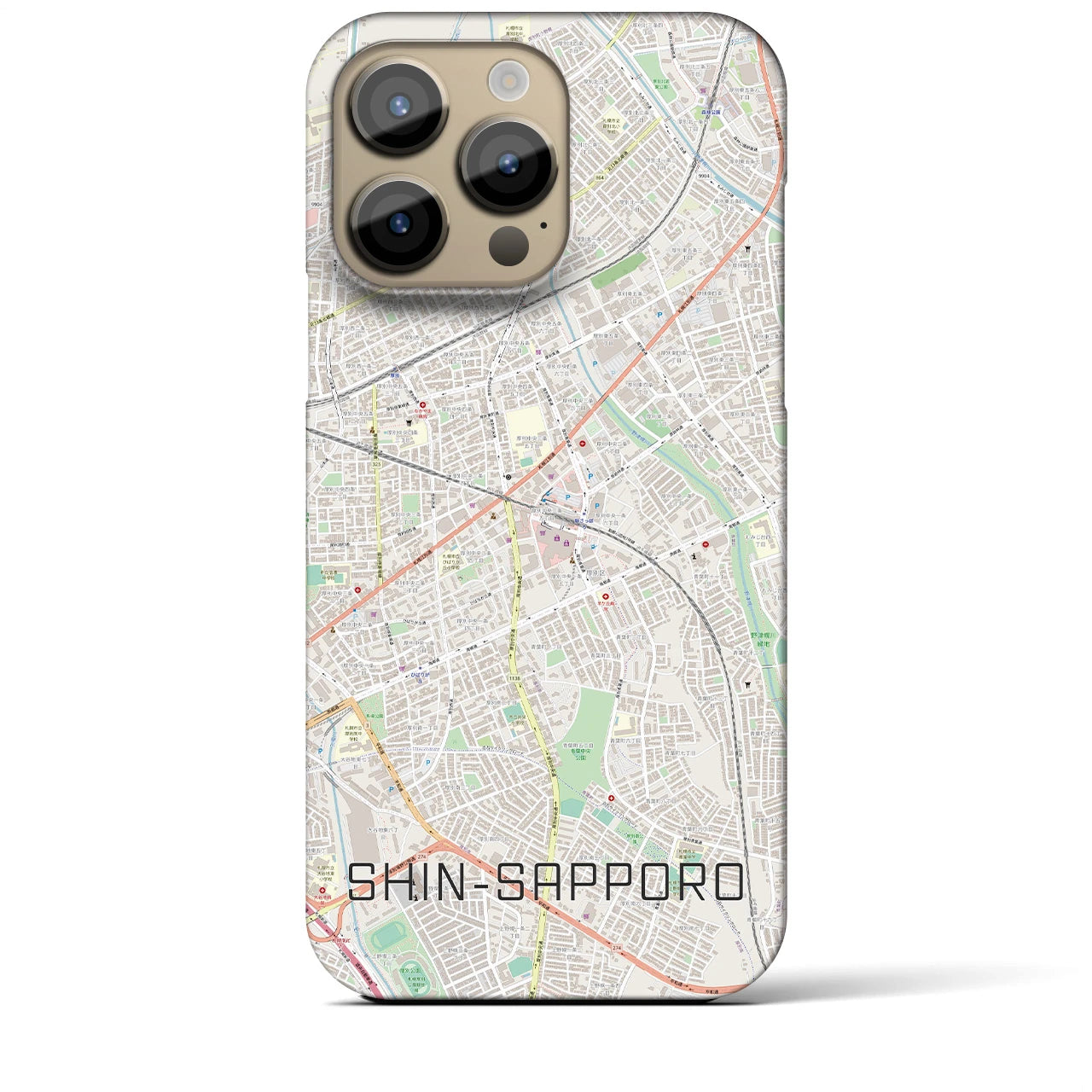 【新札幌】地図柄iPhoneケース（バックカバータイプ・ナチュラル）iPhone 14 Pro Max 用