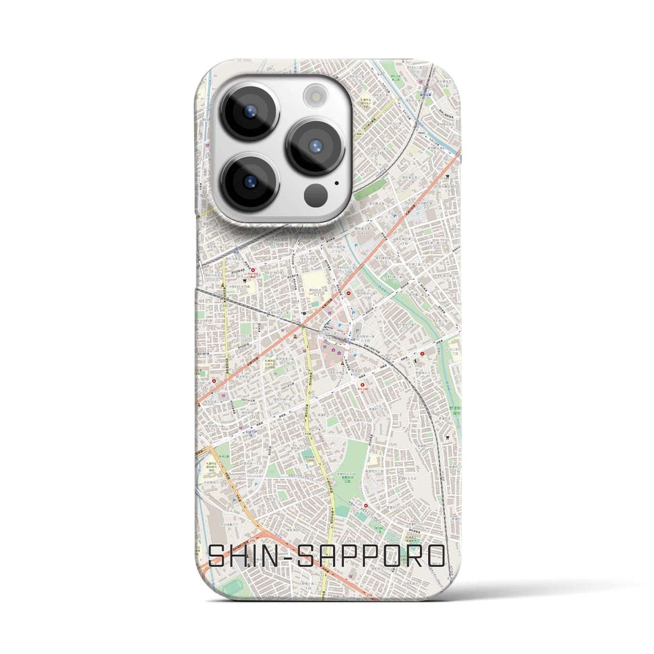 【新札幌】地図柄iPhoneケース（バックカバータイプ・ナチュラル）iPhone 14 Pro 用