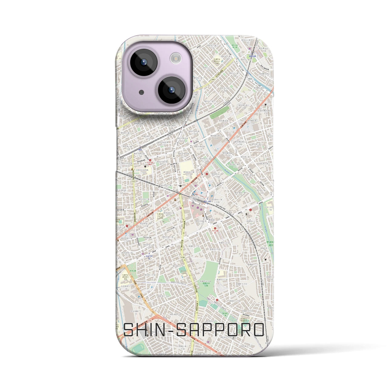 【新札幌】地図柄iPhoneケース（バックカバータイプ・ナチュラル）iPhone 14 用