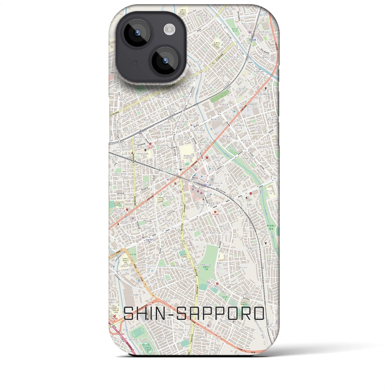 【新札幌】地図柄iPhoneケース（バックカバータイプ・ナチュラル）iPhone 14 Plus 用