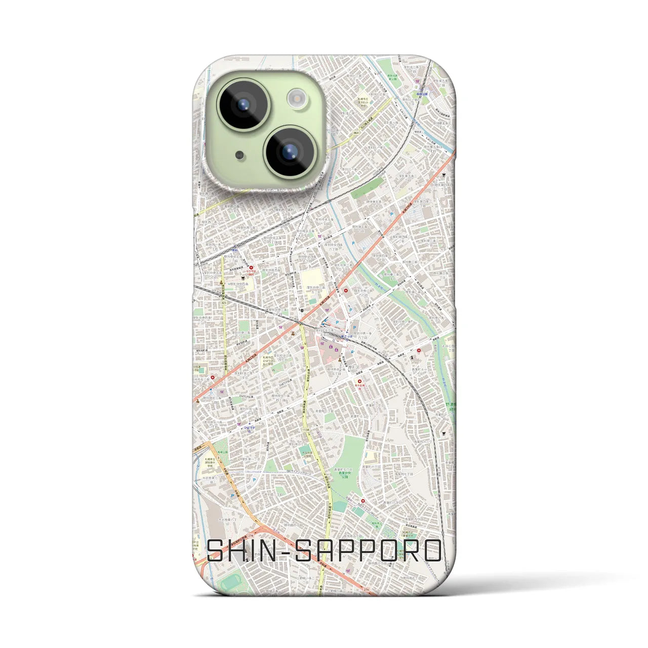 【新札幌】地図柄iPhoneケース（バックカバータイプ・ナチュラル）iPhone 15 用