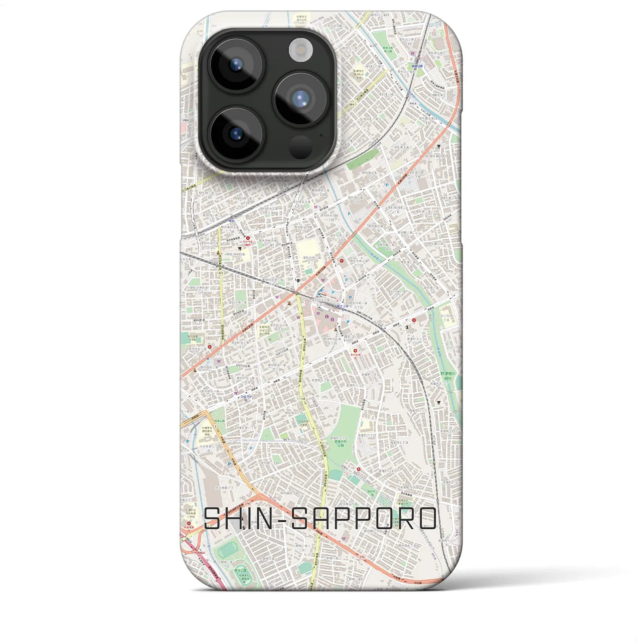 【新札幌】地図柄iPhoneケース（バックカバータイプ・ナチュラル）iPhone 15 Pro Max 用