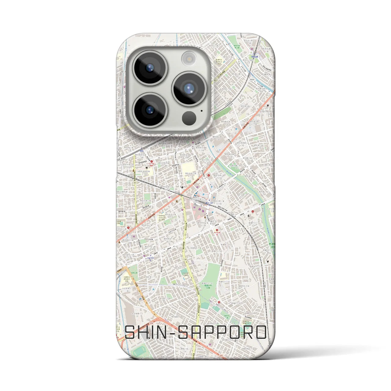 【新札幌】地図柄iPhoneケース（バックカバータイプ・ナチュラル）iPhone 15 Pro 用