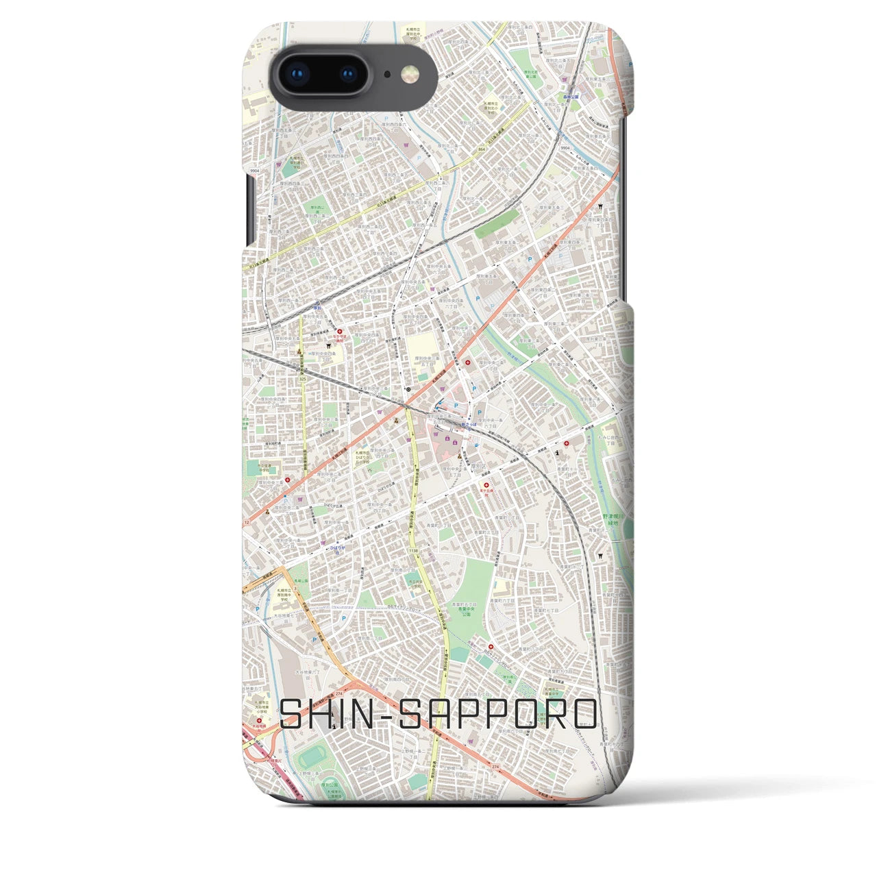 【新札幌】地図柄iPhoneケース（バックカバータイプ・ナチュラル）iPhone 8Plus /7Plus / 6sPlus / 6Plus 用
