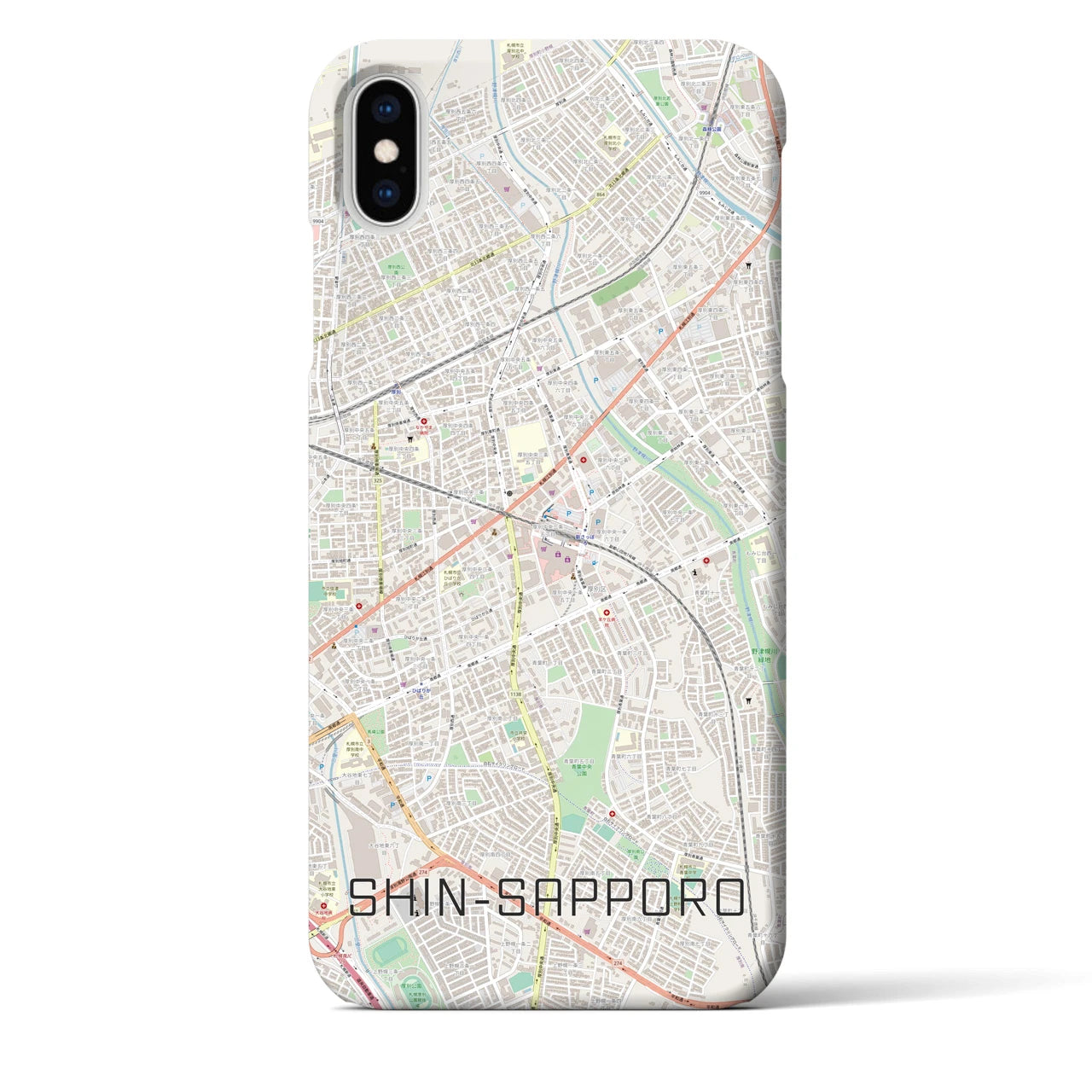 【新札幌】地図柄iPhoneケース（バックカバータイプ・ナチュラル）iPhone XS Max 用