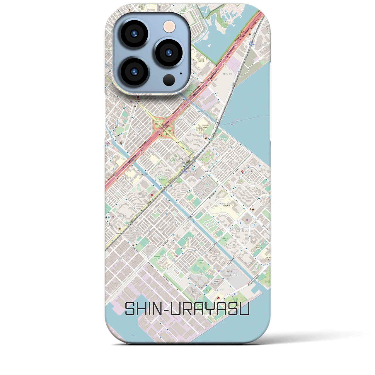 【新浦安】地図柄iPhoneケース（バックカバータイプ・ナチュラル）iPhone 13 Pro Max 用