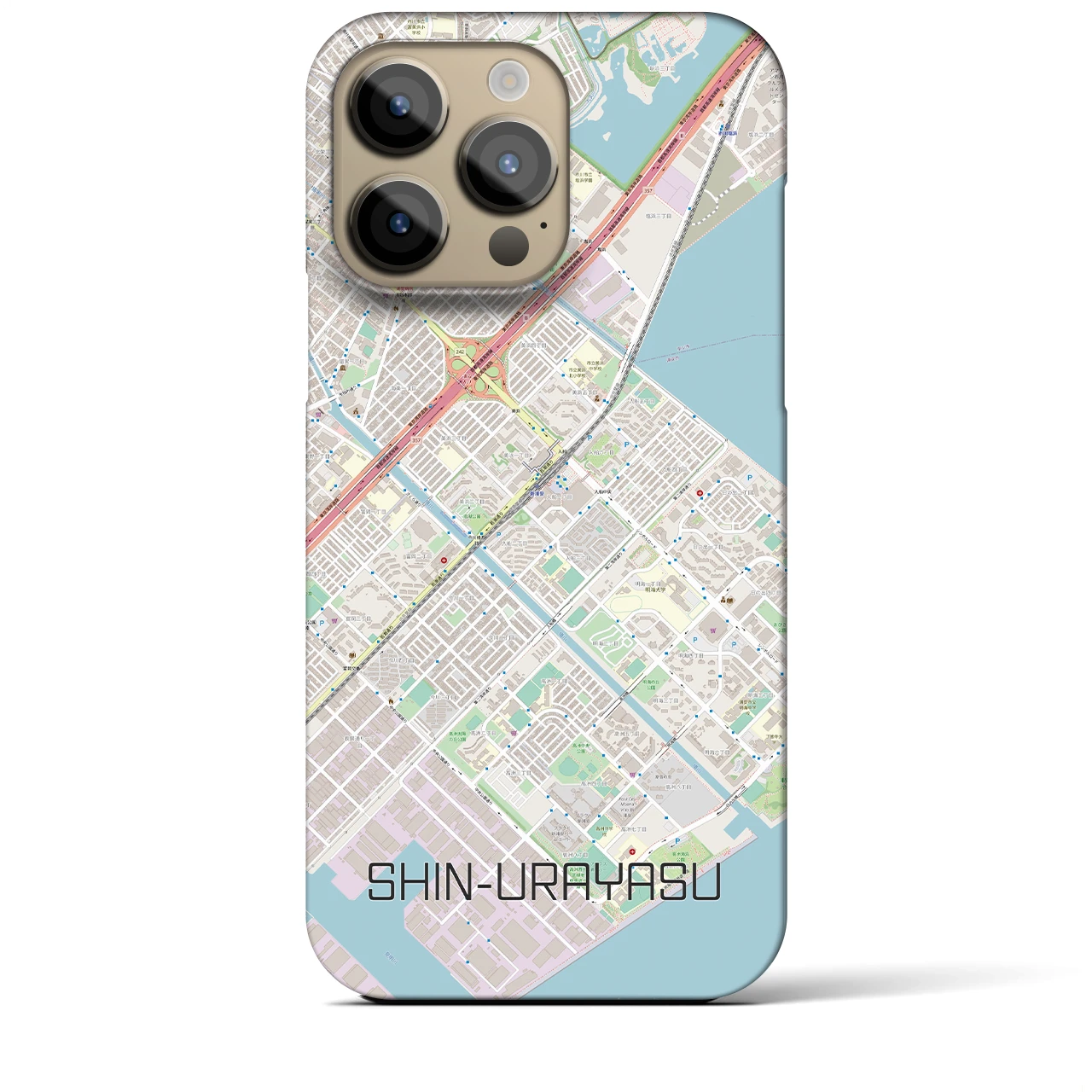 【新浦安】地図柄iPhoneケース（バックカバータイプ・ナチュラル）iPhone 14 Pro Max 用