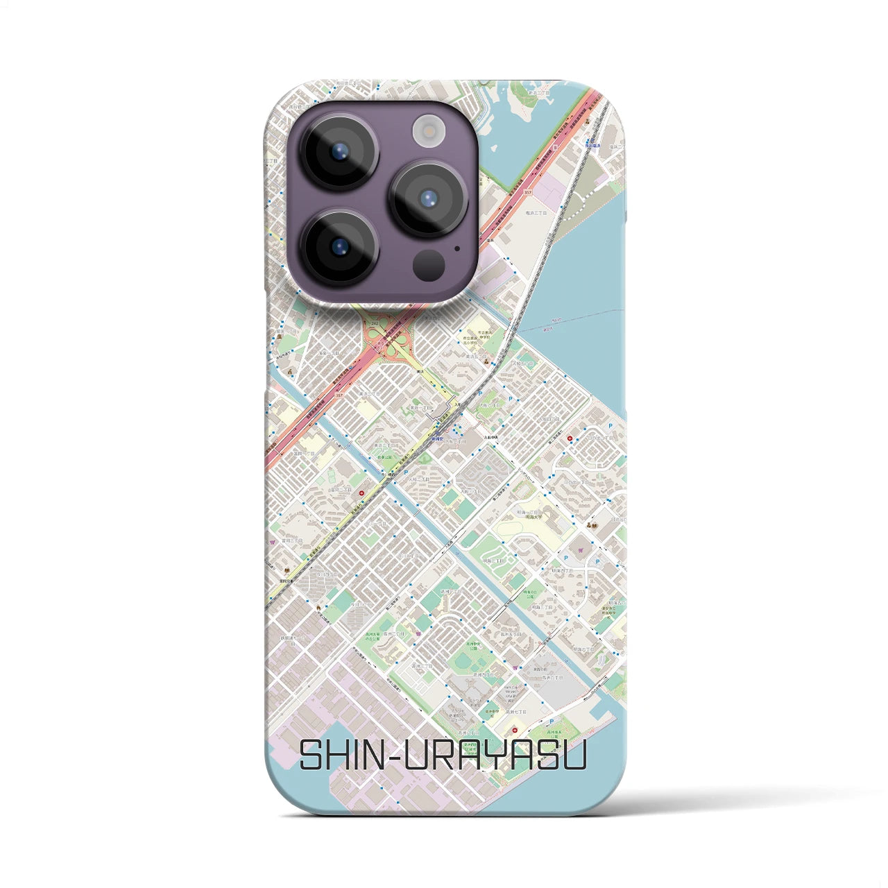 【新浦安】地図柄iPhoneケース（バックカバータイプ・ナチュラル）iPhone 14 Pro 用