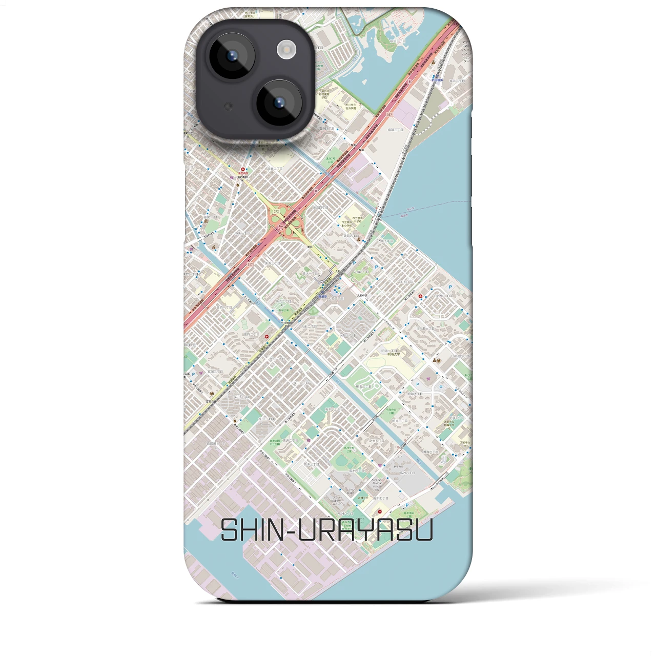 【新浦安】地図柄iPhoneケース（バックカバータイプ・ナチュラル）iPhone 14 Plus 用