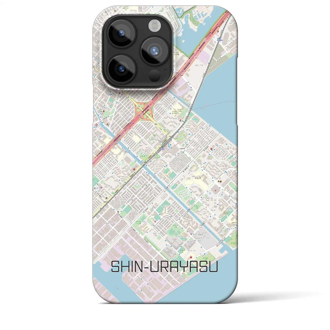 【新浦安】地図柄iPhoneケース（バックカバータイプ・ナチュラル）iPhone 15 Pro Max 用
