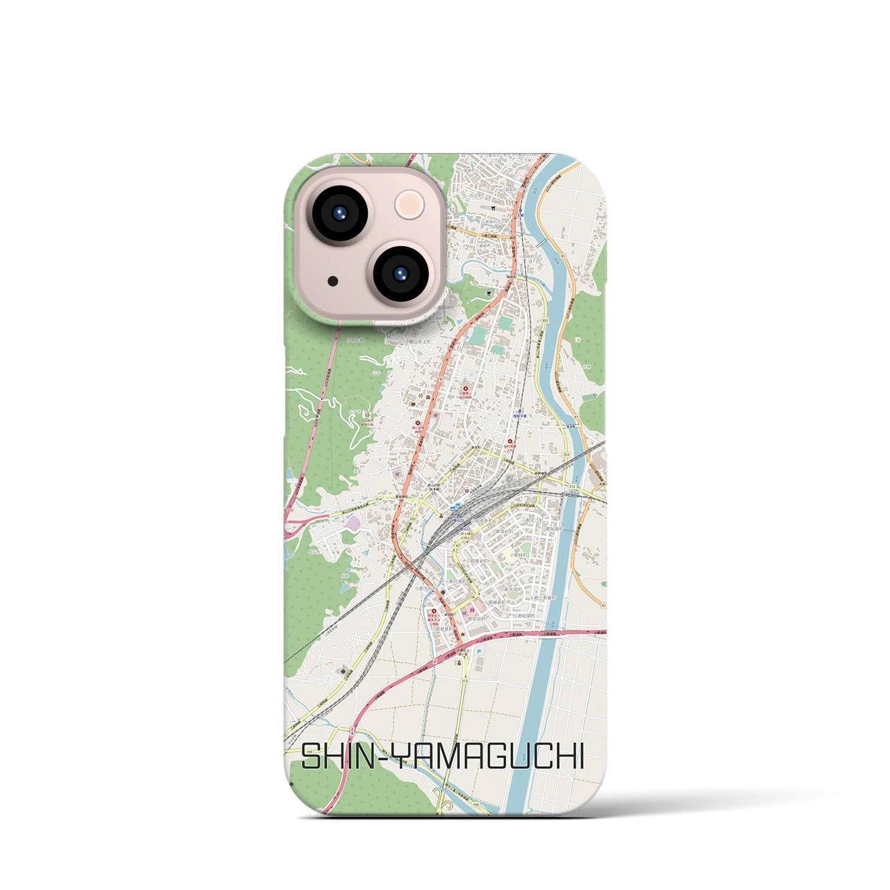 【新山口】地図柄iPhoneケース（バックカバータイプ・ナチュラル）iPhone 13 mini 用