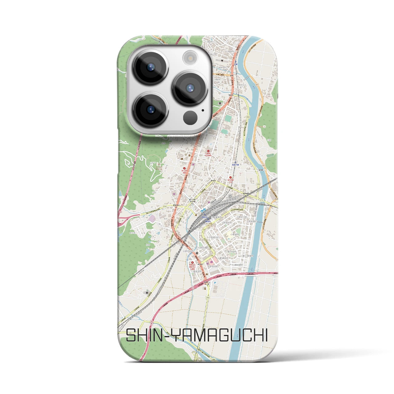 【新山口】地図柄iPhoneケース（バックカバータイプ・ナチュラル）iPhone 14 Pro 用