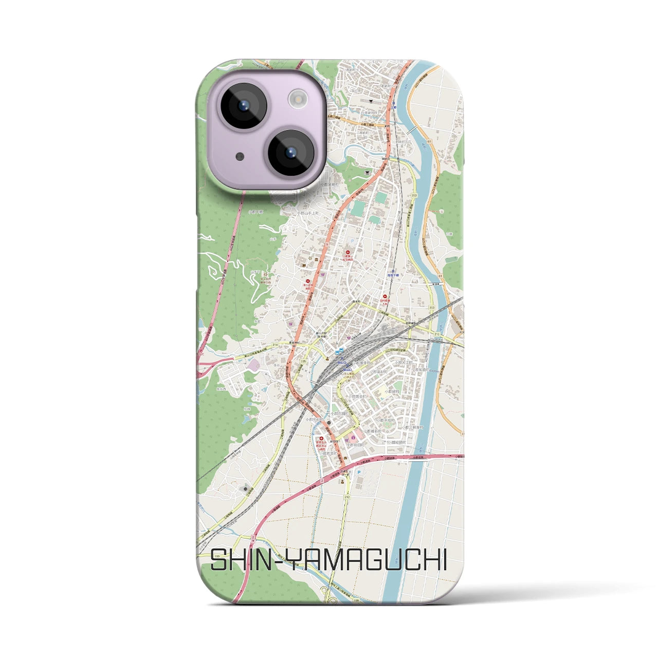 【新山口】地図柄iPhoneケース（バックカバータイプ・ナチュラル）iPhone 14 用