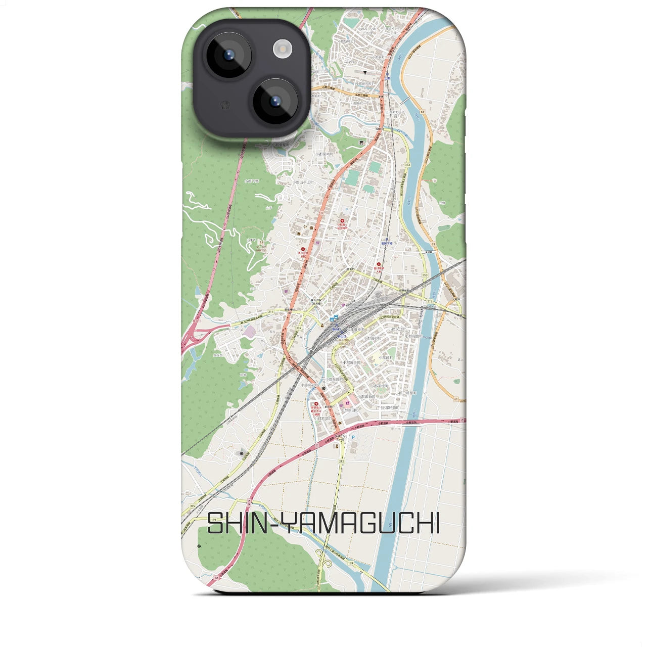 【新山口】地図柄iPhoneケース（バックカバータイプ・ナチュラル）iPhone 14 Plus 用
