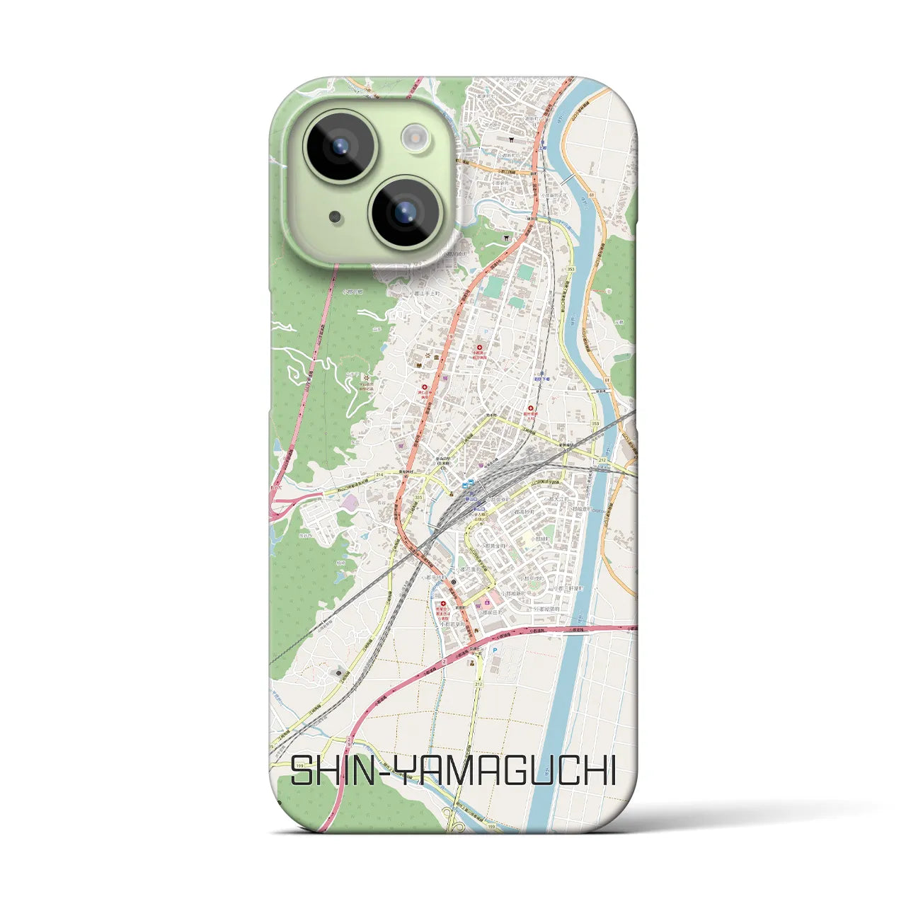 【新山口】地図柄iPhoneケース（バックカバータイプ・ナチュラル）iPhone 15 用
