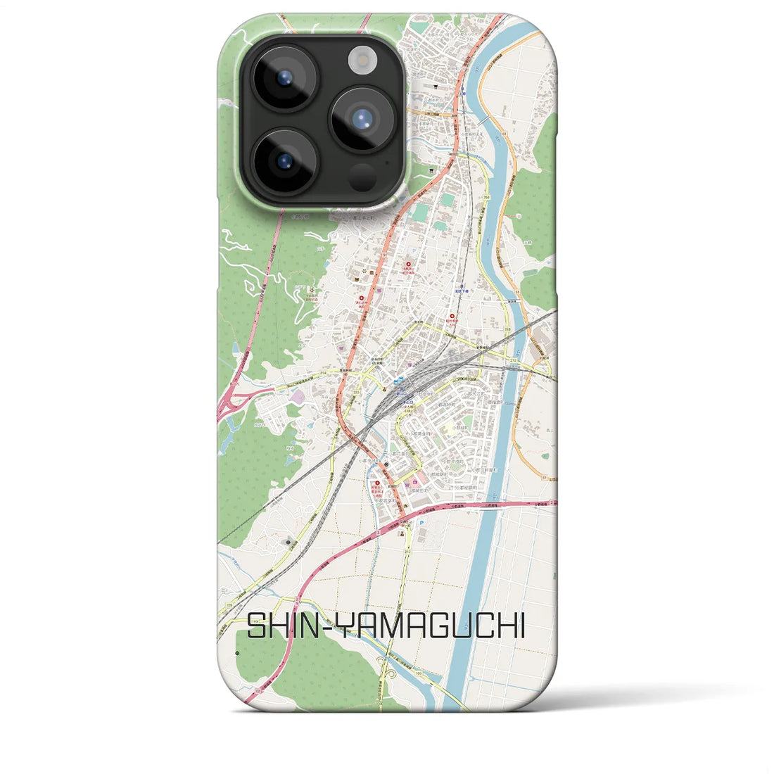 【新山口】地図柄iPhoneケース（バックカバータイプ・ナチュラル）iPhone 15 Pro Max 用
