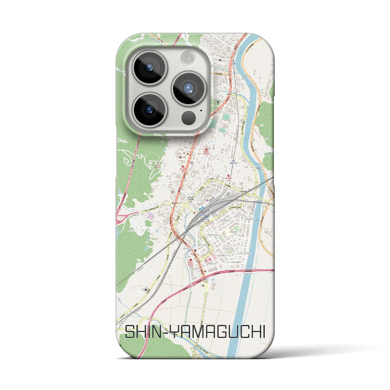 【新山口】地図柄iPhoneケース（バックカバータイプ・ナチュラル）iPhone 15 Pro 用