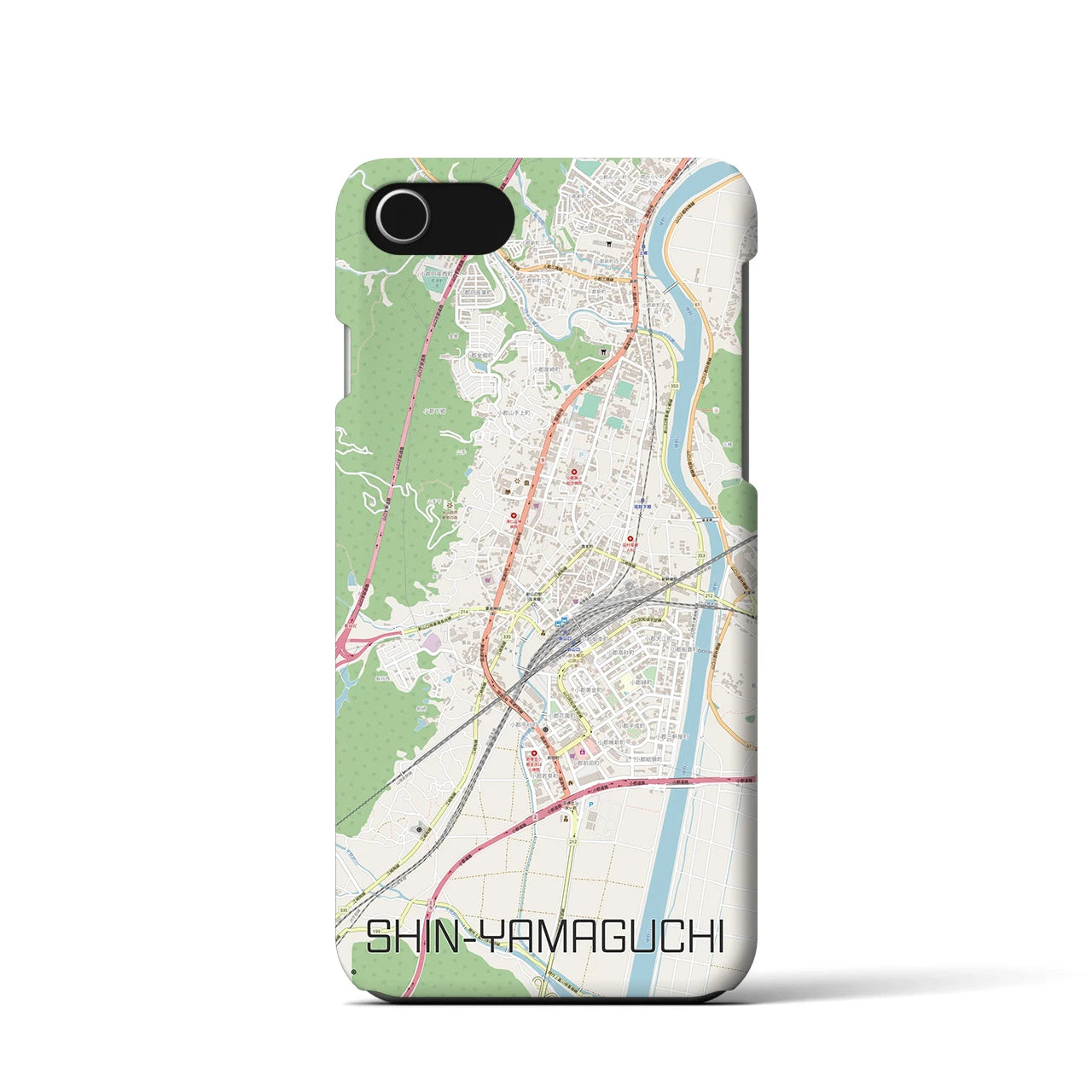 【新山口】地図柄iPhoneケース（バックカバータイプ・ナチュラル）iPhone SE（第3 / 第2世代） / 8 / 7 / 6s / 6 用