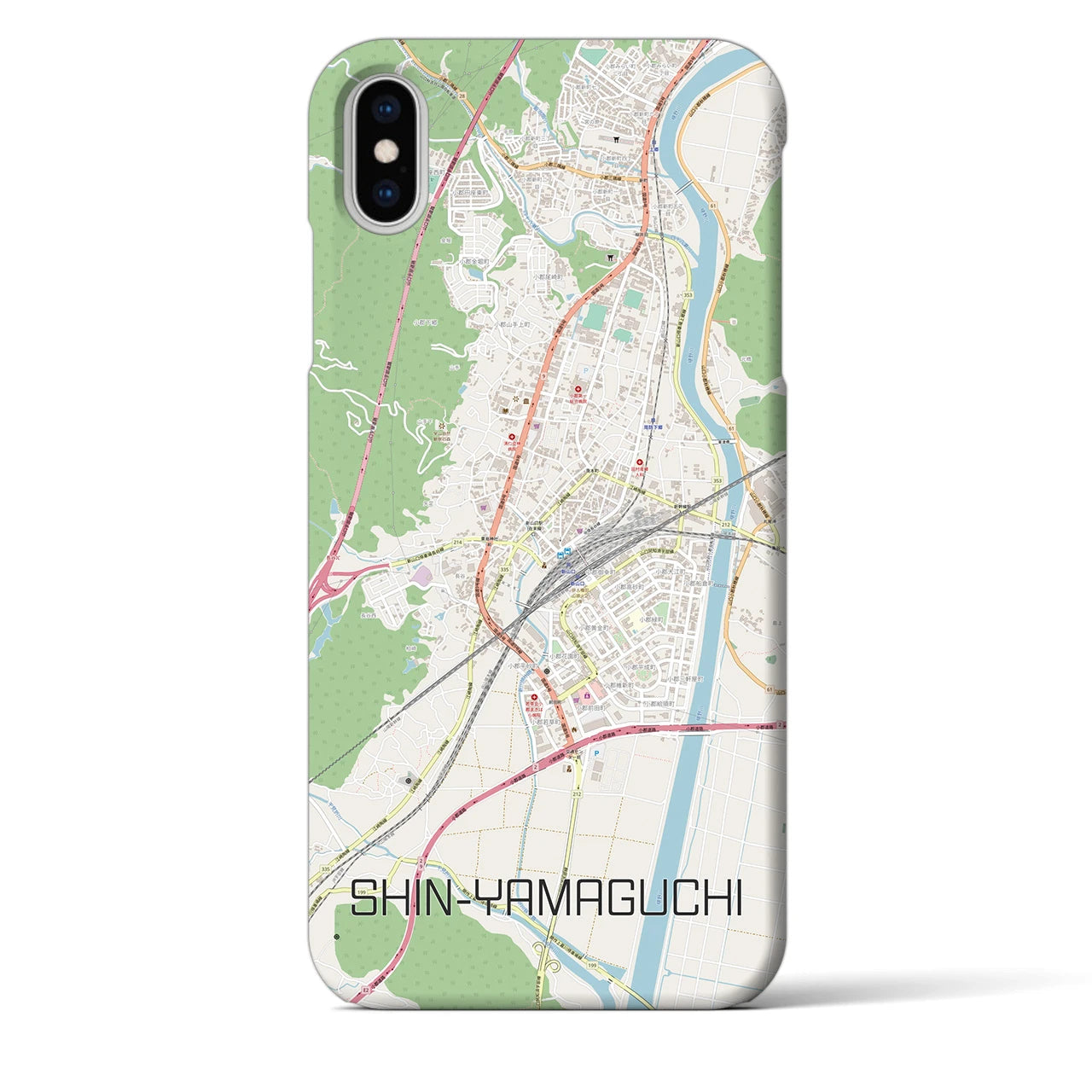 【新山口】地図柄iPhoneケース（バックカバータイプ・ナチュラル）iPhone XS Max 用