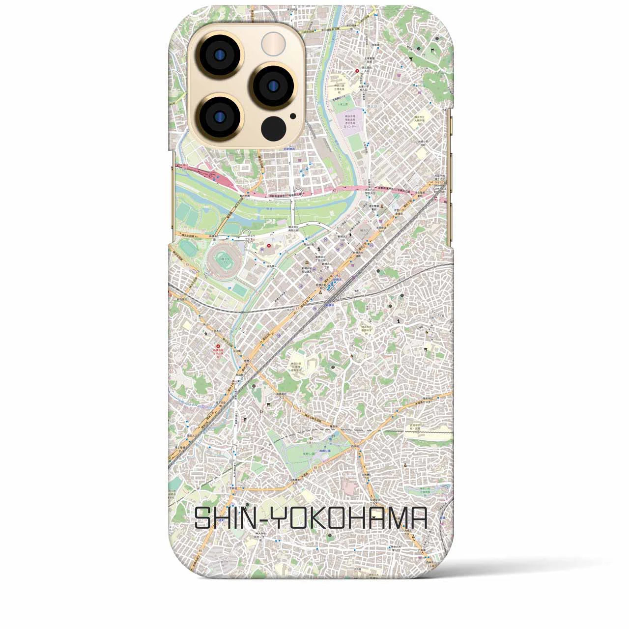 【新横浜】地図柄iPhoneケース（バックカバータイプ・ナチュラル）iPhone 12 Pro Max 用