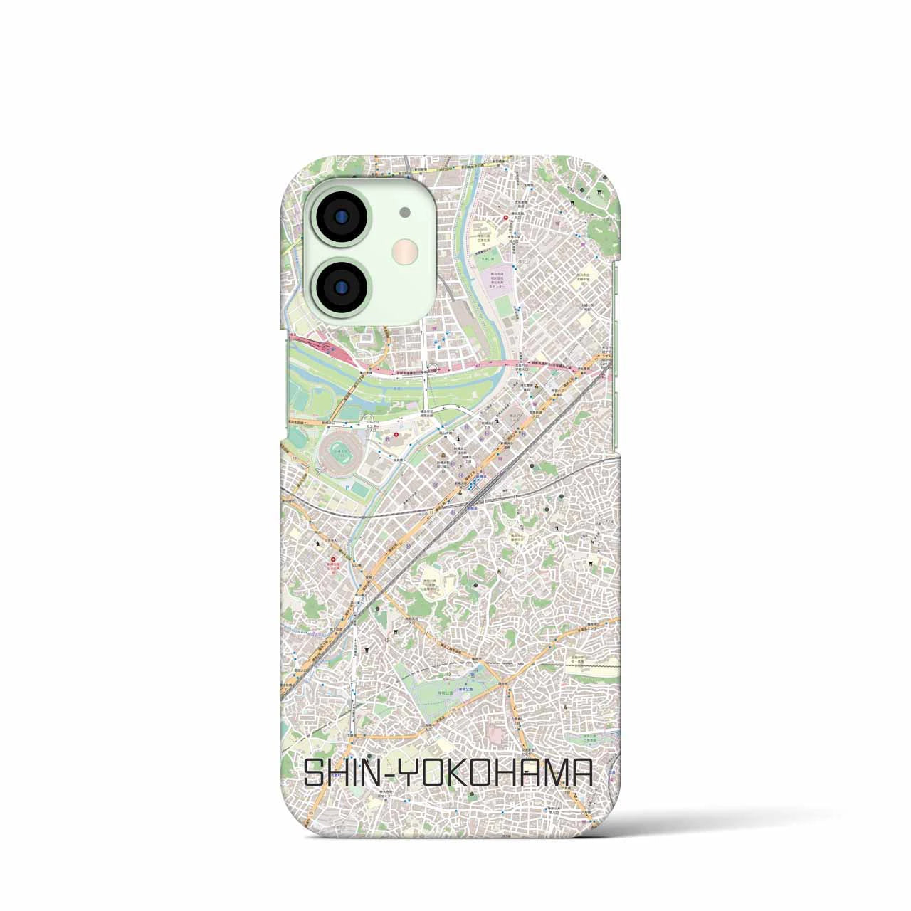 【新横浜】地図柄iPhoneケース（バックカバータイプ・ナチュラル）iPhone 12 mini 用