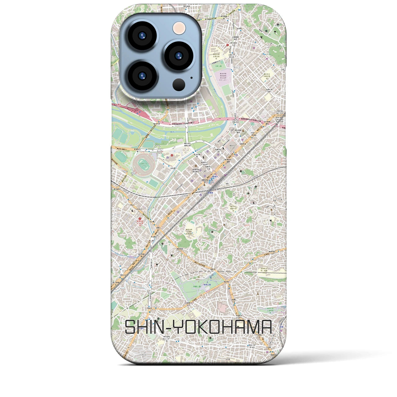【新横浜】地図柄iPhoneケース（バックカバータイプ・ナチュラル）iPhone 13 Pro Max 用