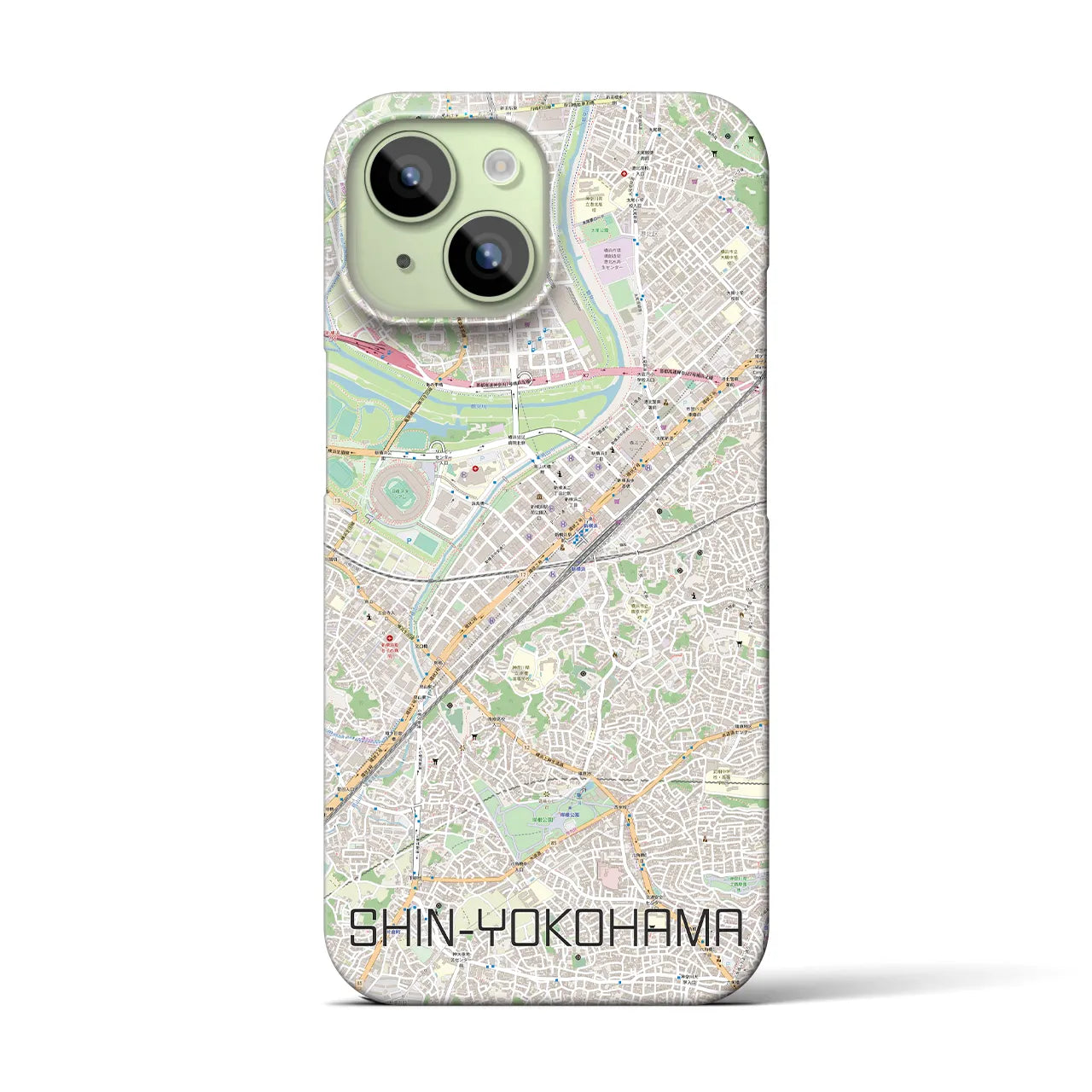 【新横浜】地図柄iPhoneケース（バックカバータイプ・ナチュラル）iPhone 15 用