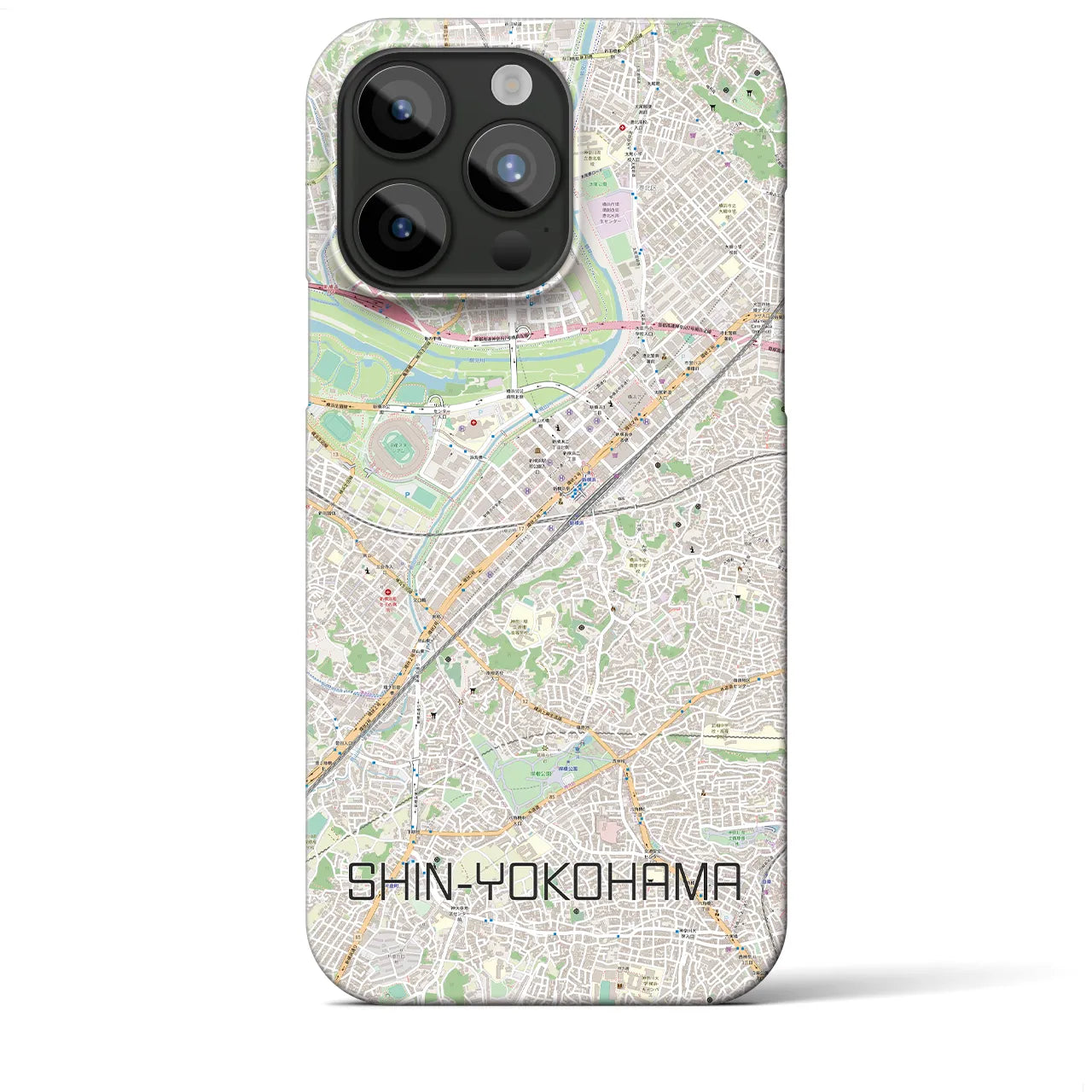 【新横浜】地図柄iPhoneケース（バックカバータイプ・ナチュラル）iPhone 15 Pro Max 用