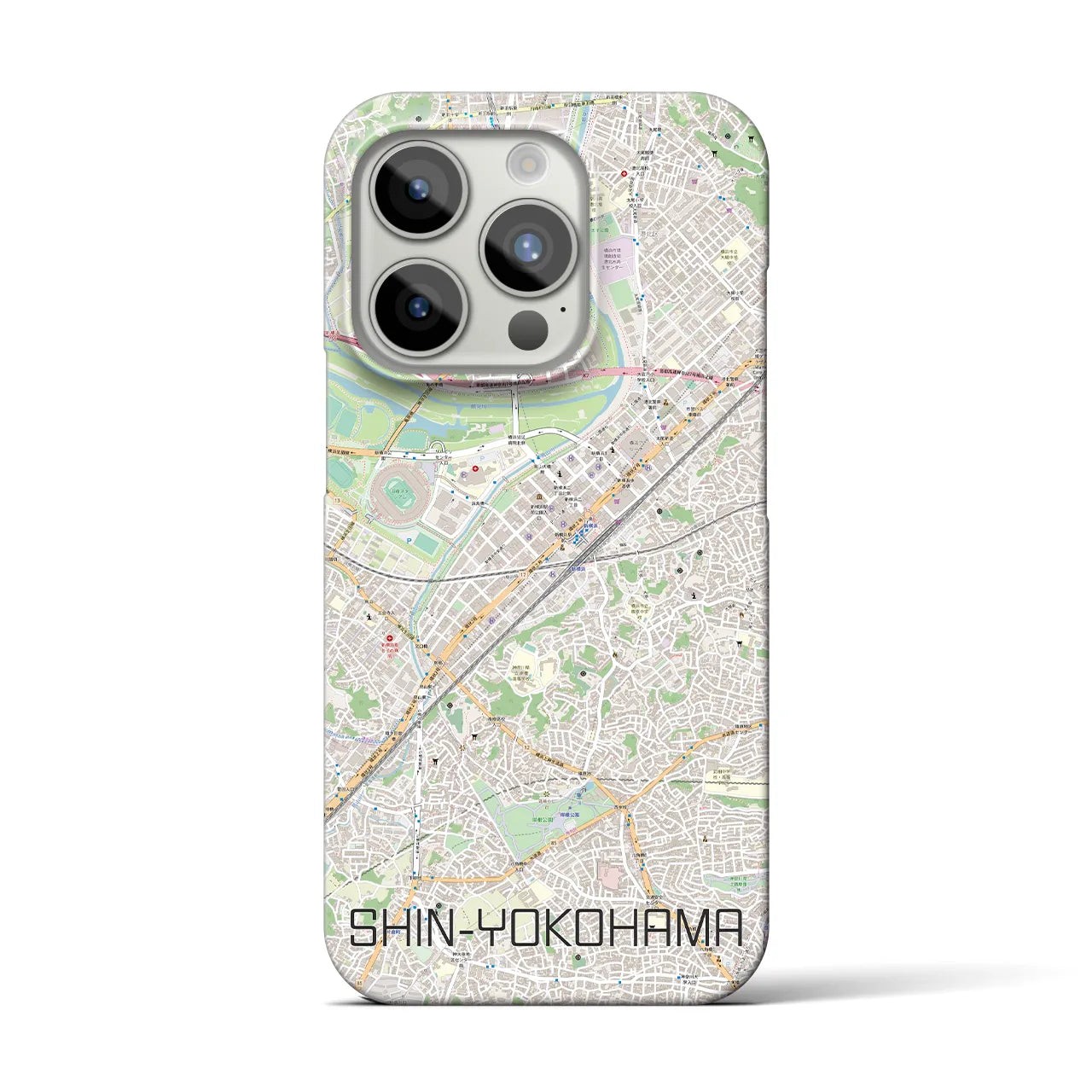【新横浜】地図柄iPhoneケース（バックカバータイプ・ナチュラル）iPhone 15 Pro 用