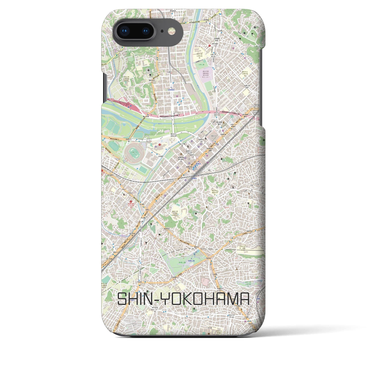 【新横浜】地図柄iPhoneケース（バックカバータイプ・ナチュラル）iPhone 8Plus /7Plus / 6sPlus / 6Plus 用