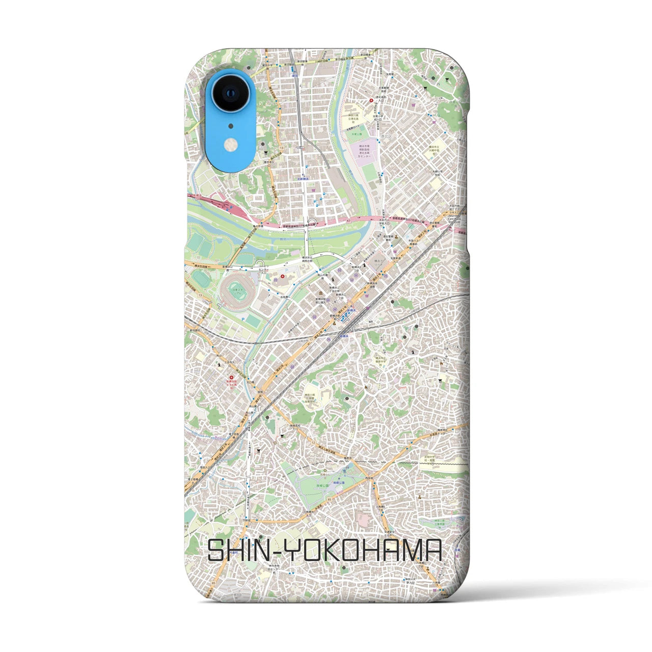 【新横浜】地図柄iPhoneケース（バックカバータイプ・ナチュラル）iPhone XR 用