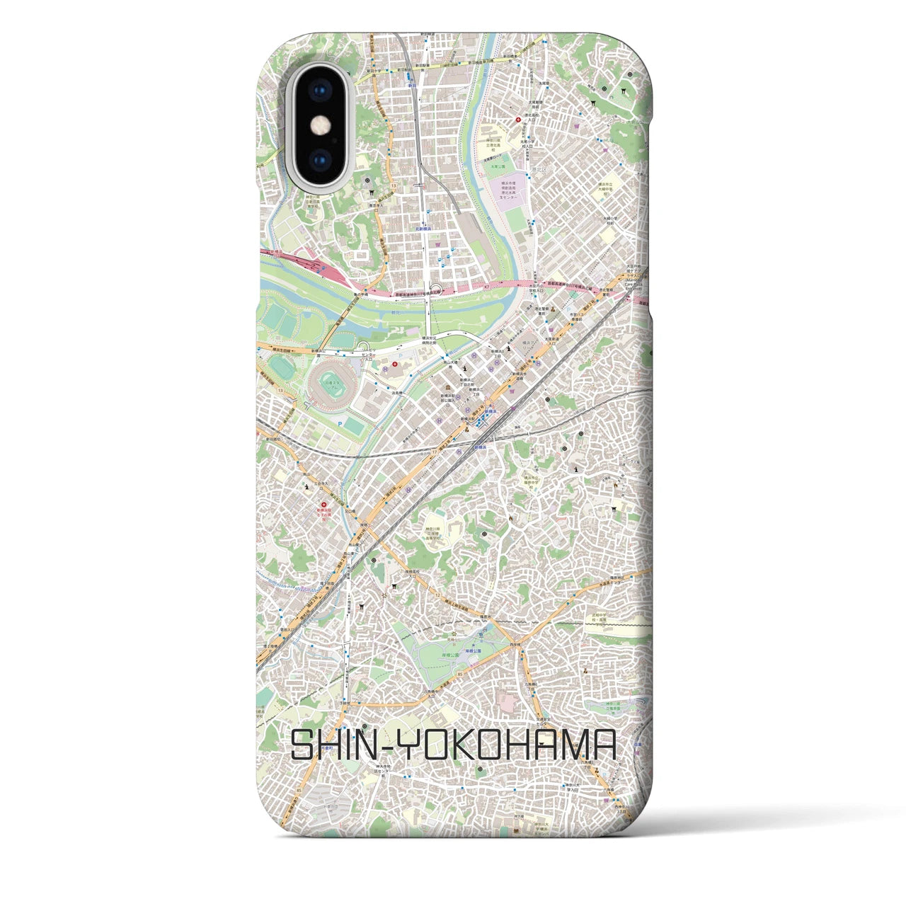 【新横浜】地図柄iPhoneケース（バックカバータイプ・ナチュラル）iPhone XS Max 用