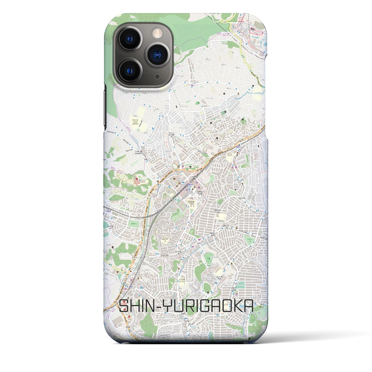【新百合ヶ丘】地図柄iPhoneケース（バックカバータイプ・ナチュラル）iPhone 11 Pro Max 用