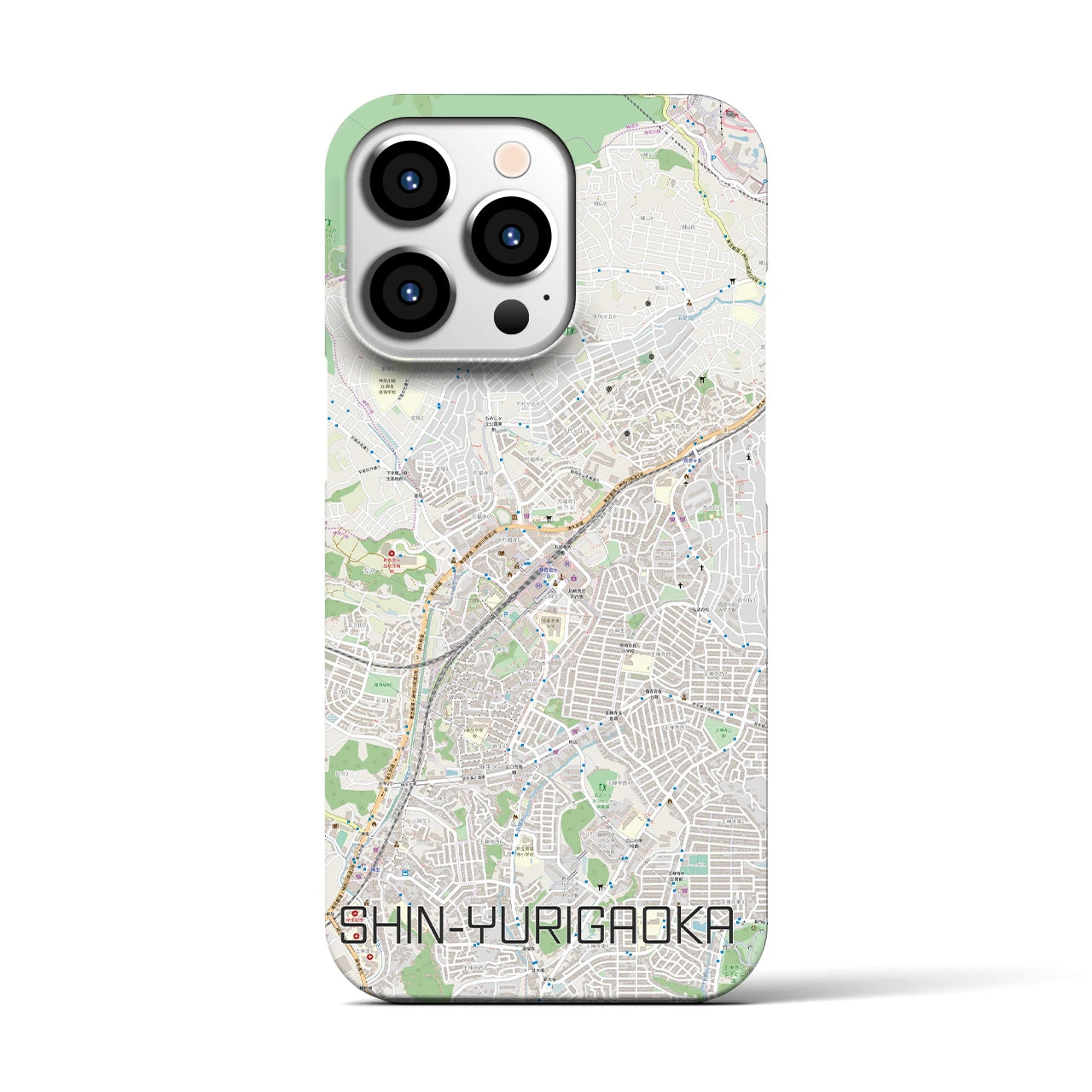 【新百合ヶ丘】地図柄iPhoneケース（バックカバータイプ・ナチュラル）iPhone 13 Pro 用