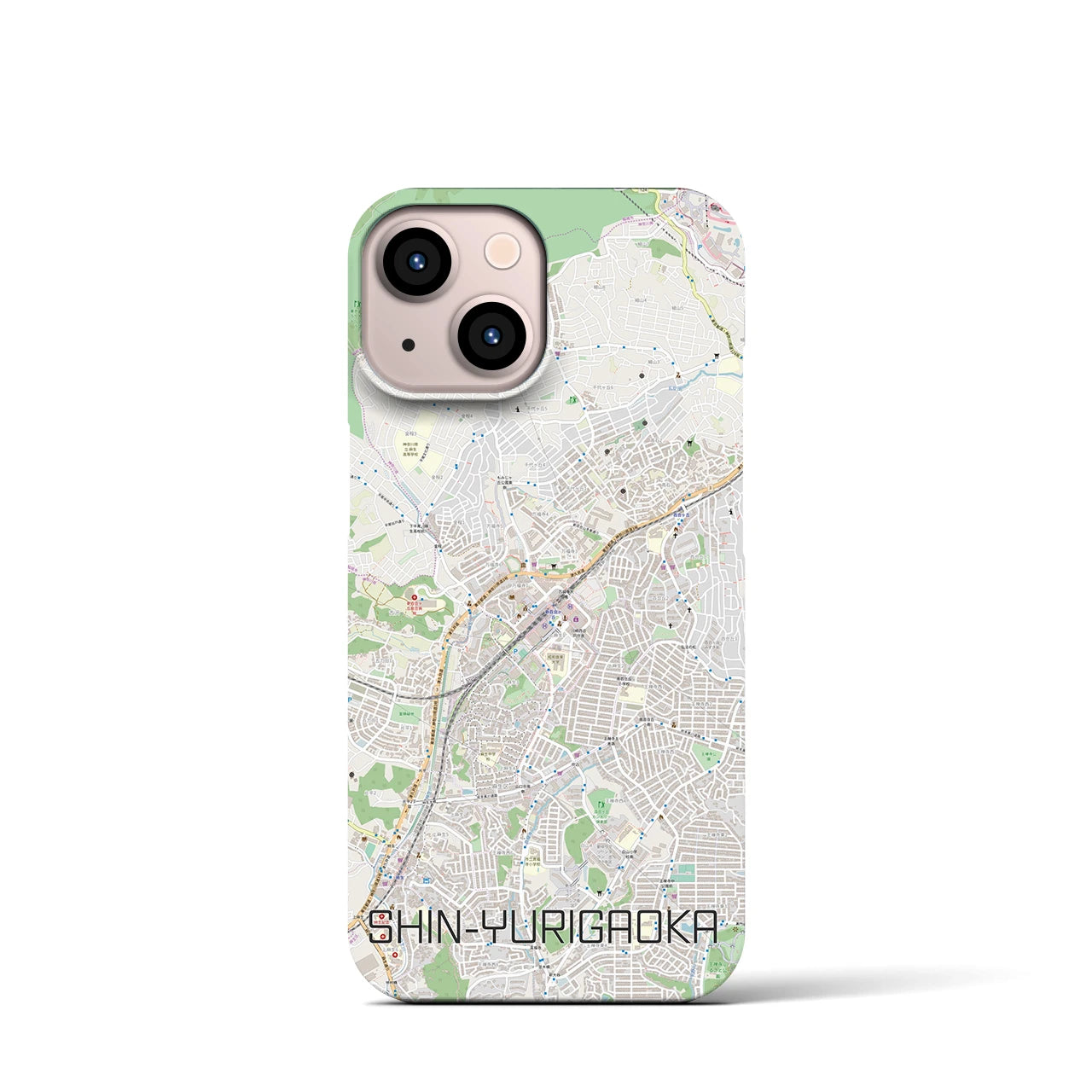 【新百合ヶ丘】地図柄iPhoneケース（バックカバータイプ・ナチュラル）iPhone 13 mini 用