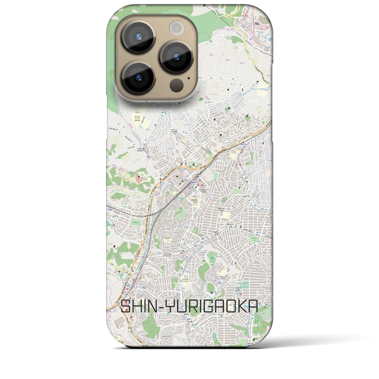 【新百合ヶ丘】地図柄iPhoneケース（バックカバータイプ・ナチュラル）iPhone 14 Pro Max 用