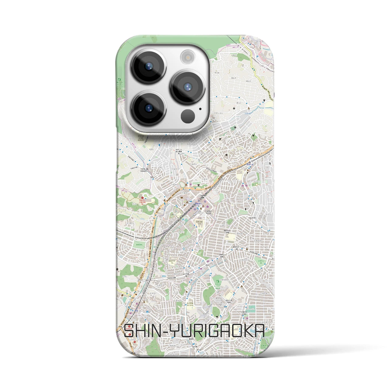 【新百合ヶ丘】地図柄iPhoneケース（バックカバータイプ・ナチュラル）iPhone 14 Pro 用