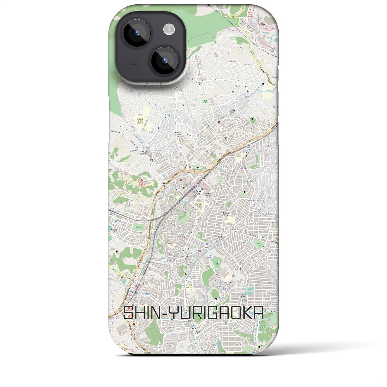 【新百合ヶ丘】地図柄iPhoneケース（バックカバータイプ・ナチュラル）iPhone 14 Plus 用