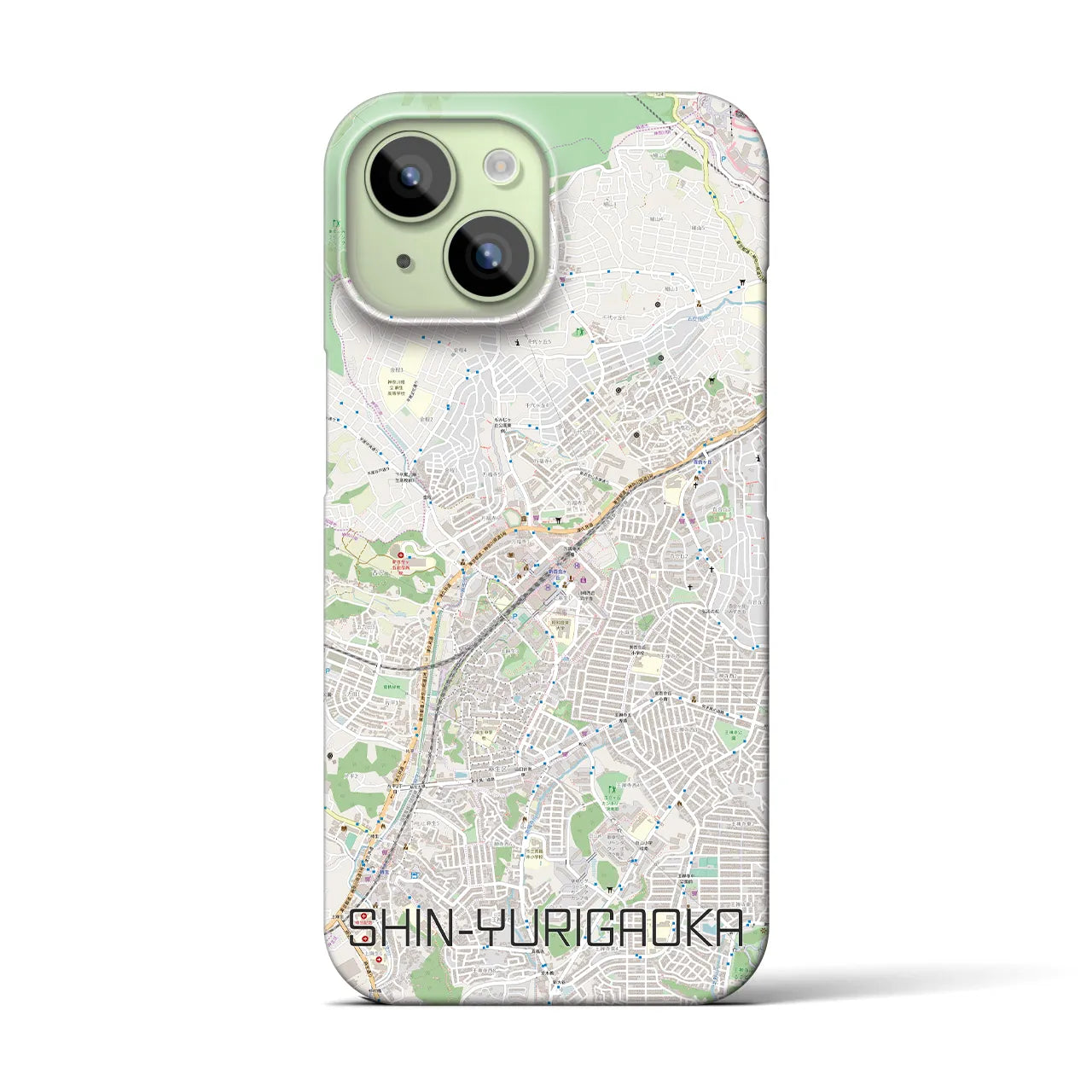 【新百合ヶ丘】地図柄iPhoneケース（バックカバータイプ・ナチュラル）iPhone 15 用