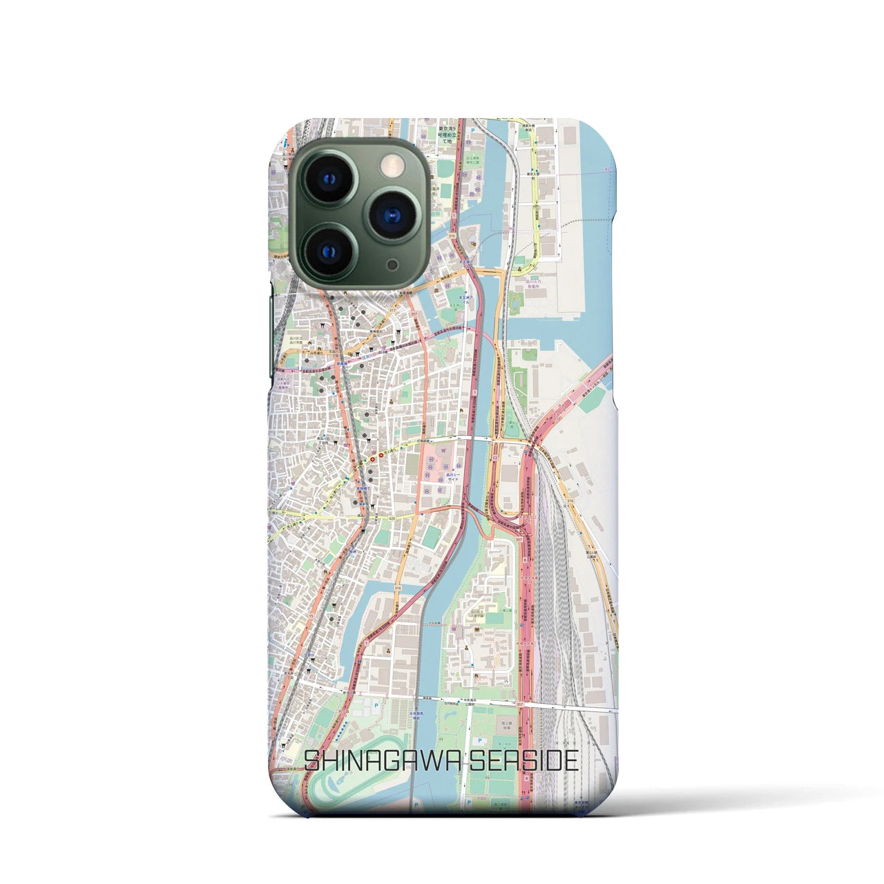 【品川シーサイド】地図柄iPhoneケース（バックカバータイプ・ナチュラル）iPhone 11 Pro 用