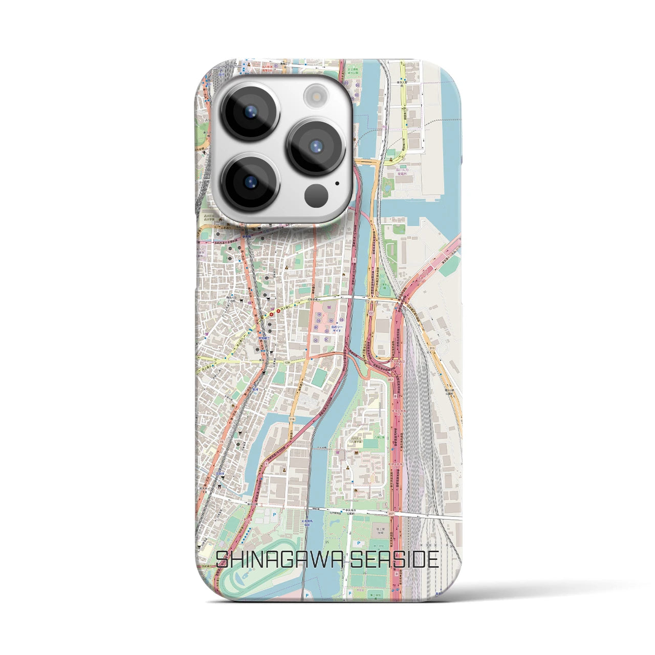 【品川シーサイド】地図柄iPhoneケース（バックカバータイプ・ナチュラル）iPhone 14 Pro 用