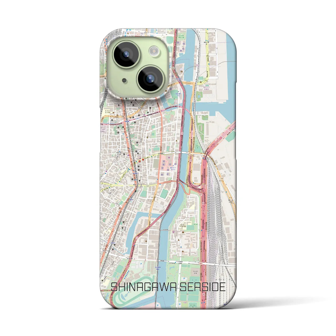 【品川シーサイド】地図柄iPhoneケース（バックカバータイプ・ナチュラル）iPhone 15 用