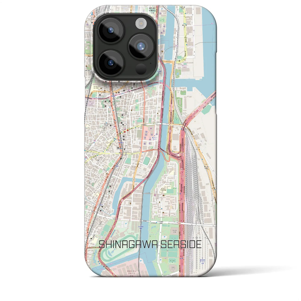 【品川シーサイド】地図柄iPhoneケース（バックカバータイプ・ナチュラル）iPhone 15 Pro Max 用