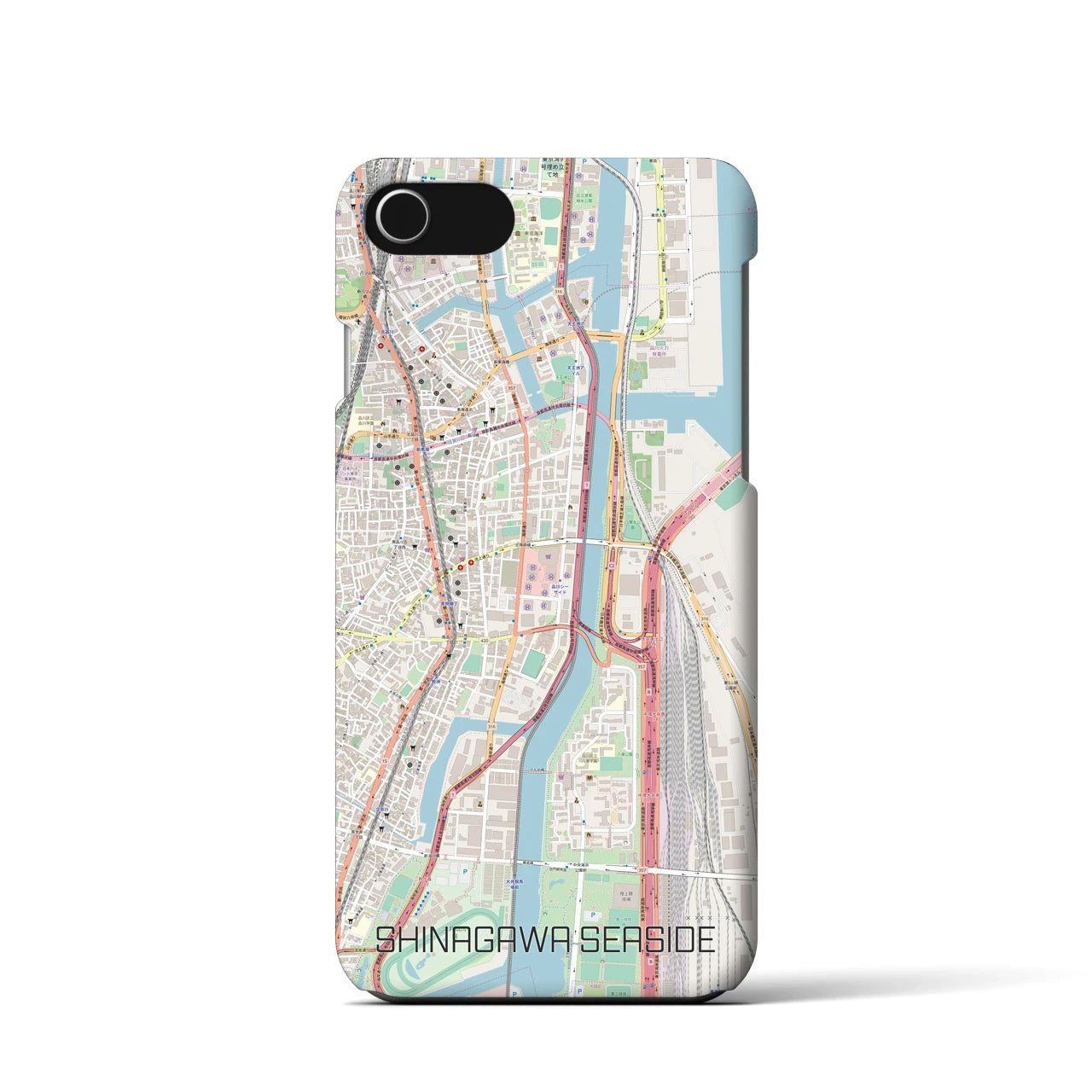 【品川シーサイド】地図柄iPhoneケース（バックカバータイプ・ナチュラル）iPhone SE（第3 / 第2世代） / 8 / 7 / 6s / 6 用