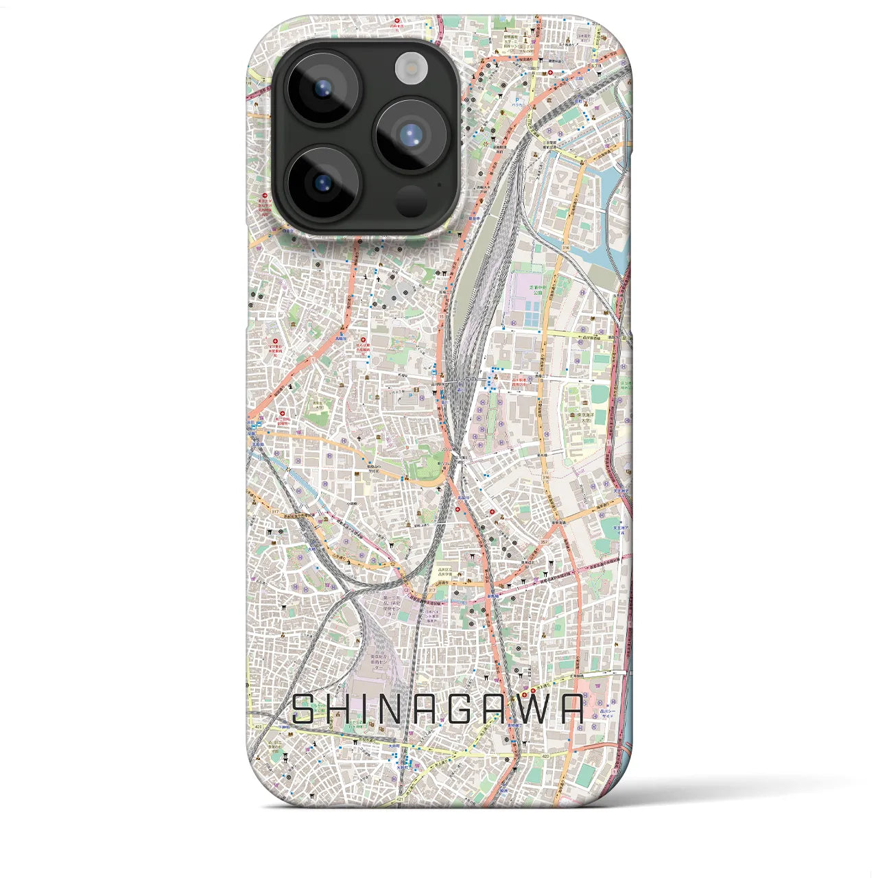 【品川】地図柄iPhoneケース（バックカバータイプ・ナチュラル）iPhone 15 Pro Max 用