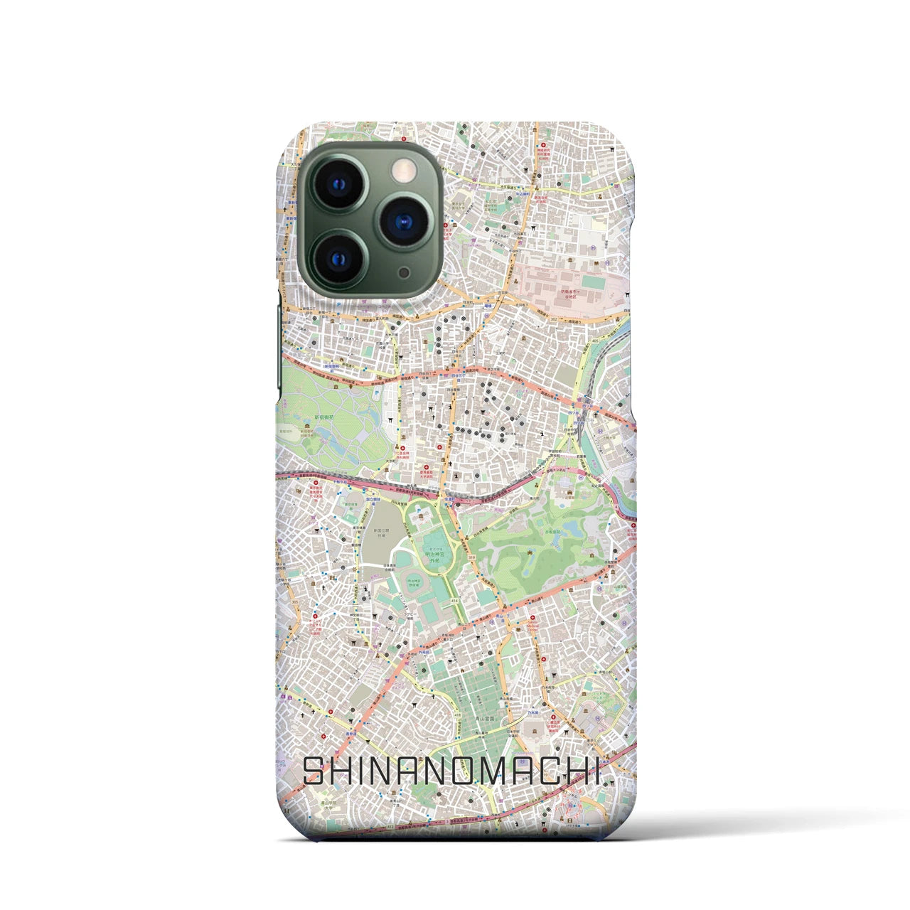 【信濃町】地図柄iPhoneケース（バックカバータイプ・ナチュラル）iPhone 11 Pro 用