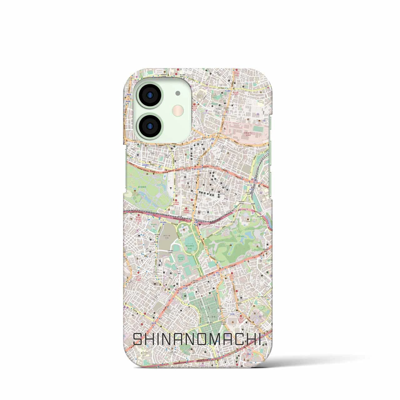 【信濃町】地図柄iPhoneケース（バックカバータイプ・ナチュラル）iPhone 12 mini 用